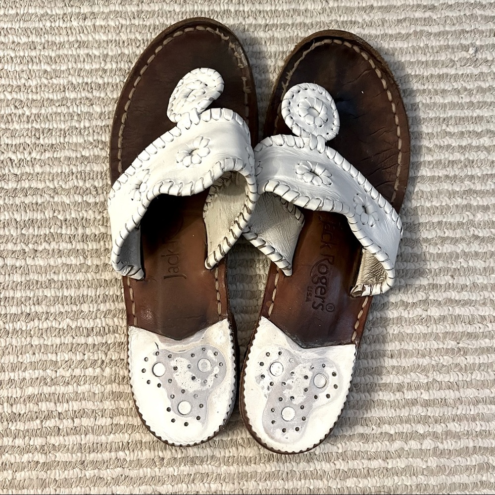 Jack Rogers Jacks Flat sandal in white sz 7
